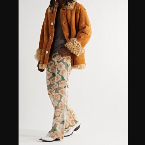 Acne Studios Bootcut Floral-Print Rose Jeans Orange Men's Size EU 44 / US 30